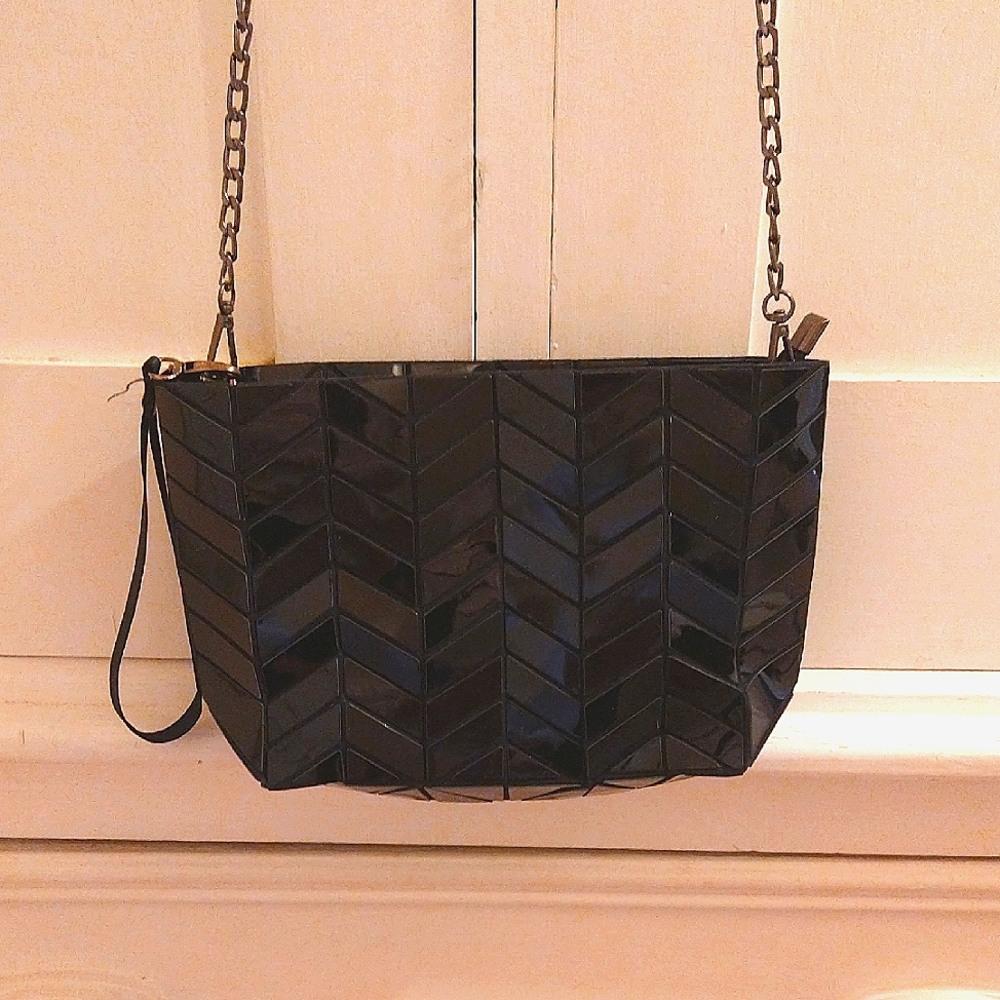 Emilio Pepe black plastic geometric bag